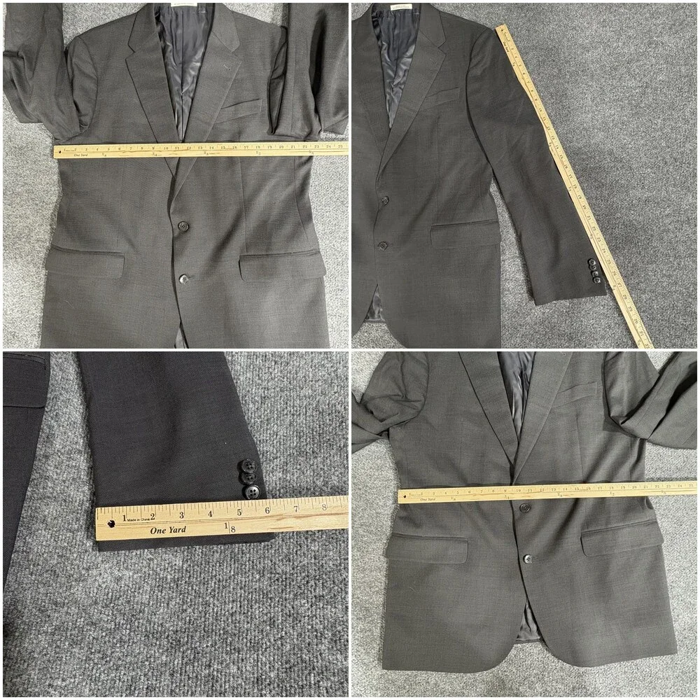 Joseph Abboud Blazer Mens 46L Black Wool Slim Fit Super 100s Jacket